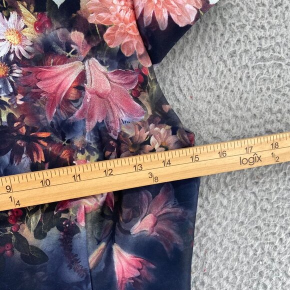 Betsey Johnson Dress Womens 4 Navy Multi Floral Sheath Scuba Career Cap Sleeve - Picture 9 of 12